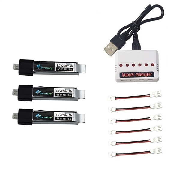 Upgraded 3.7V 200mAh For V911 F929 F939 Battery with (6 in 1) USB Charger for WLtoys V911 F929 F939 RC Helicopter 551148 Battery: Burgundy