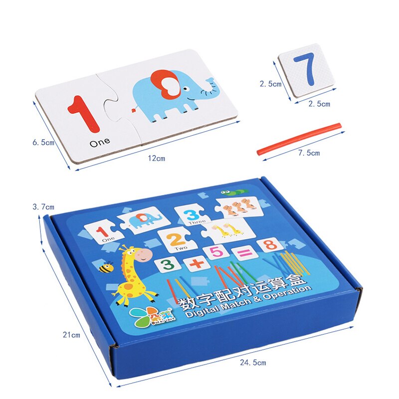 Kids Drawing Wooden Number Matching Puzzle Toy Toddlers Preschool Educational Puzzles New1
