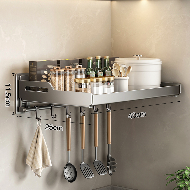 Wandmontage Keukengerei Organizer Home Kruidenrek Box Jar Schotel Droogrek Wandplanken Keuken Opslagbenodigdheden Accessoire: chroom