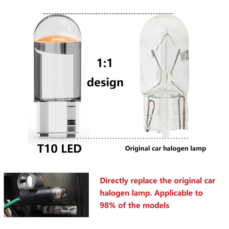 Ampoule LED pour intérieur de voiture T10 W5W 194 12V DC12V, 2/10 pièces, lumière blanche, jaune, rouge, glace, bleu, vert, rose, pour Parking latéral