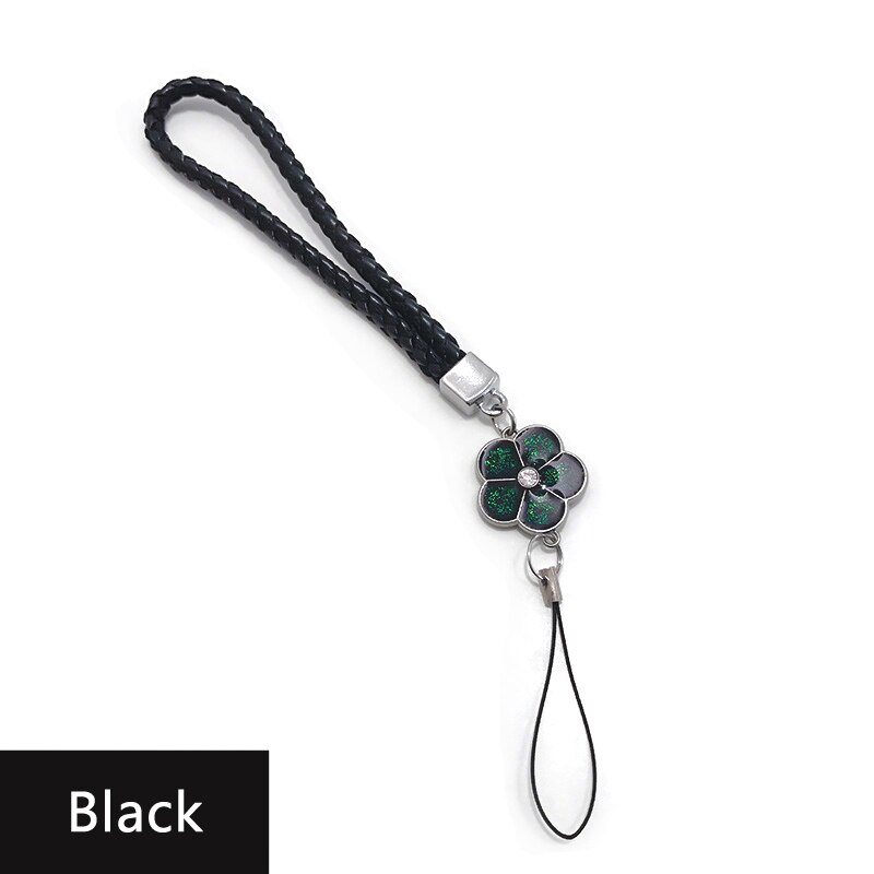 10 Colors Phone Braided Lanyard for Keys ID card USB stick Cell Phone Strap flower Weave rope Non-slip Short Lanyards Universal: Black