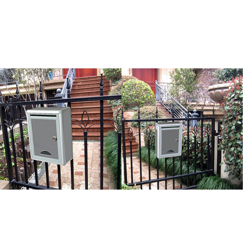 2 stk vægmonteret stål postkasse låsbar brevkasse og nøgler hjemmekontor post sikkerhed udendørs