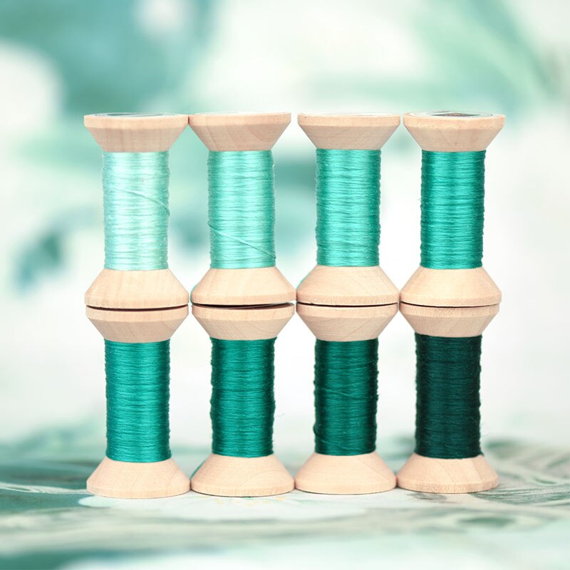Hand-embroidered embroidery thread / silk thread / wrapped silk silk embroidery thread / spool / viridity