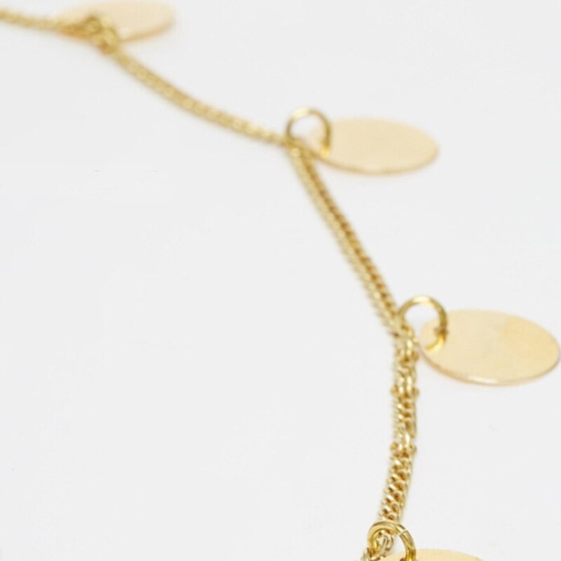 Joyería Moderna para la frente para mujer, cadena con colgante de lentejuelas redondas simples, Color dorado y plateado, joyería de cadena T010