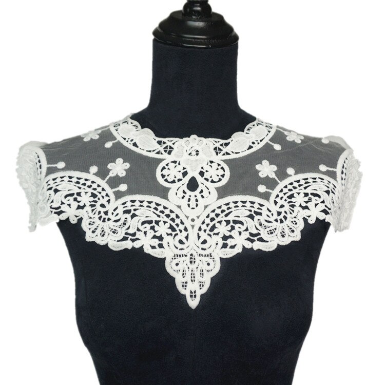 Wit Kant Kragen Stof Applicaties Mesh Geborduurde Versieringen Naai Op Patches Bruiloft Decoratie Jurk DIY: 6