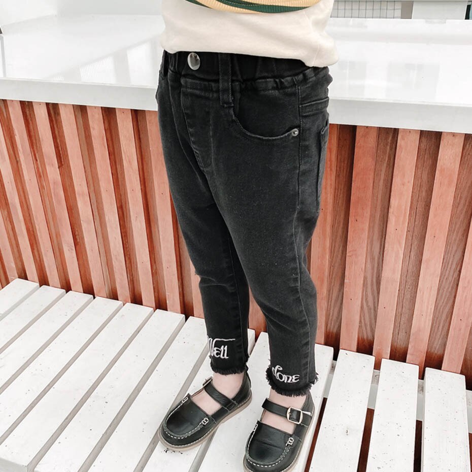Jeans Für Mädchen knapp Kleinkind Mädchen Jeans Stickerei Jeans Mädchen lässig Stil Kleinkind Baby Mädchen Kleidung