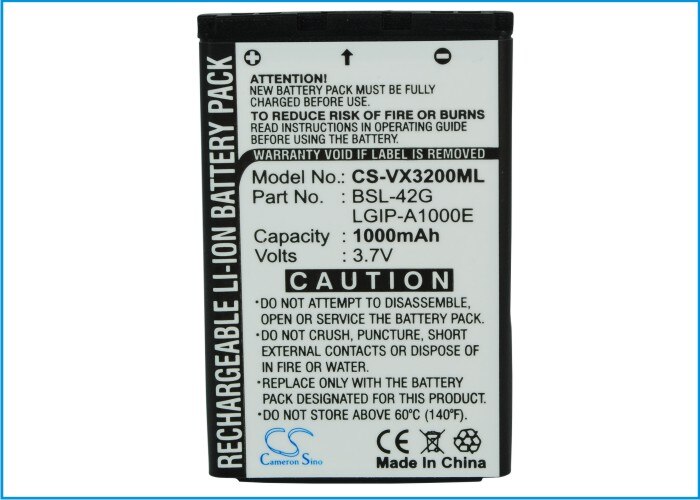 CS 1000mAh / 3.70Wh battery for LG AX245, SBPL0078401, SBPL0081001, SBPL0081101, SBPL0082302