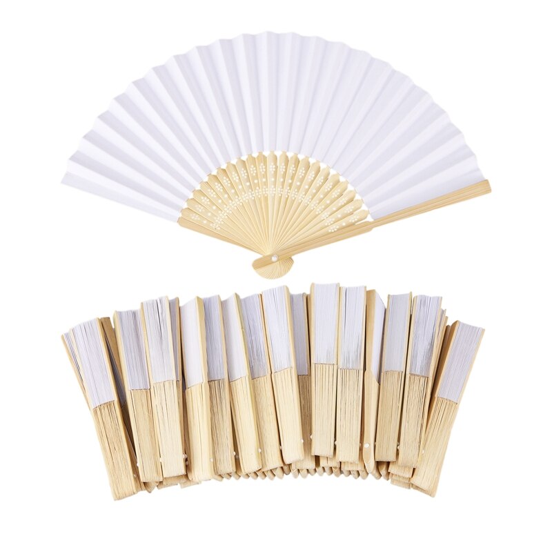 50 Pcs/Elke Handgeschilderde Opvouwbare Papier Fan Draagbare Party Bruiloft Benodigdheden Chinese Hand Dance Fan Ramadan decoratie 21Cm