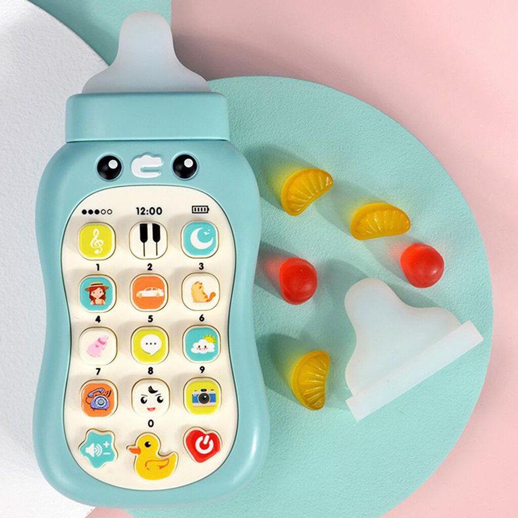 Mobile Phone Toys Children Toddle Baby Kids Play Cell Phone Music Learning: Blue