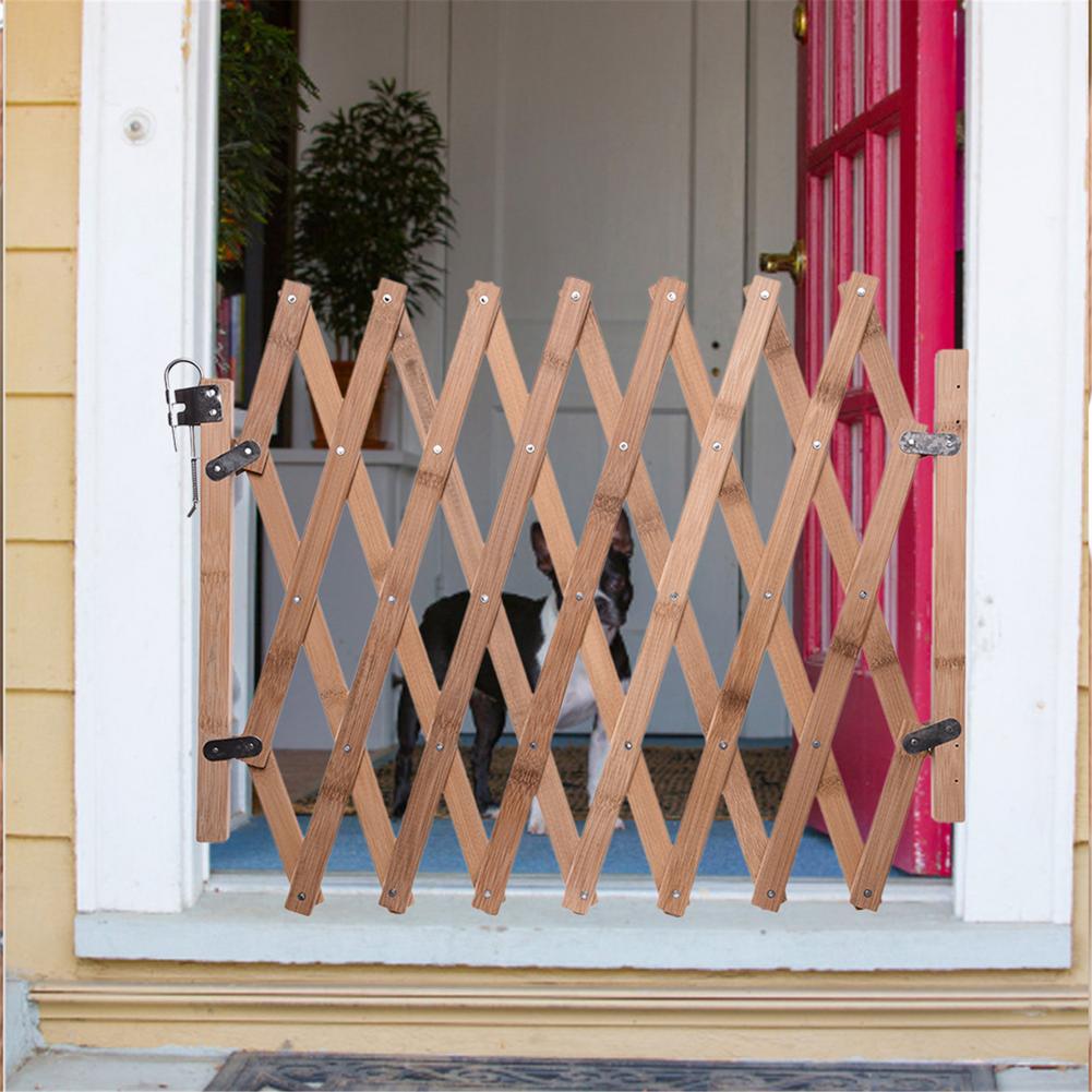 Folding Pet Barrier Fence Cat Dog Gate Bamboo Pet Fence Retractable Cat Dog Puppy Sliding Door Safety Gate Pet Isolation Fence
