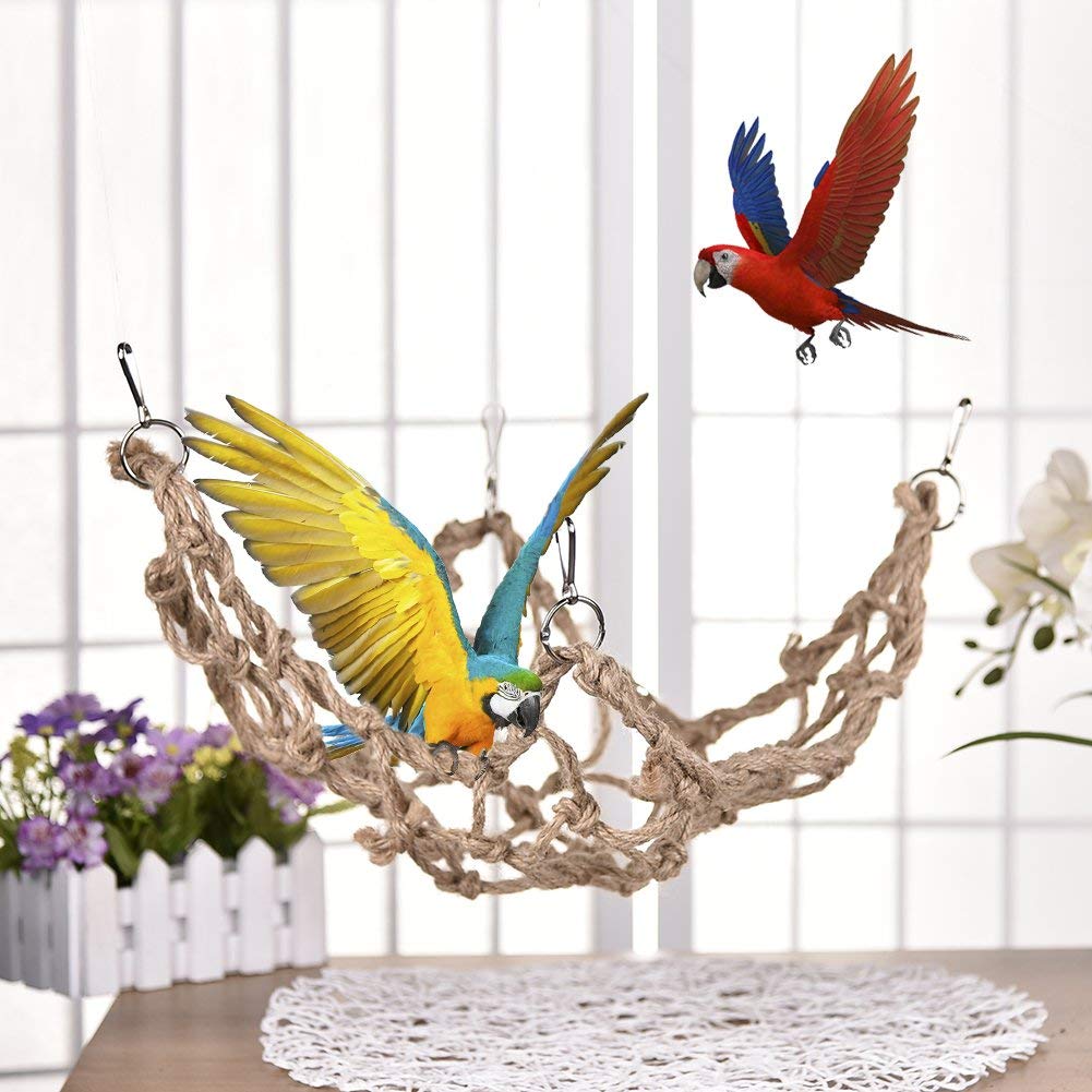 Ptak siatka wspinaczkowa liny konopne hamak zabawkowa huśtawka dla papugi Conure zięba kakadu papużka falista afrykanin szary papuga długoogonowa