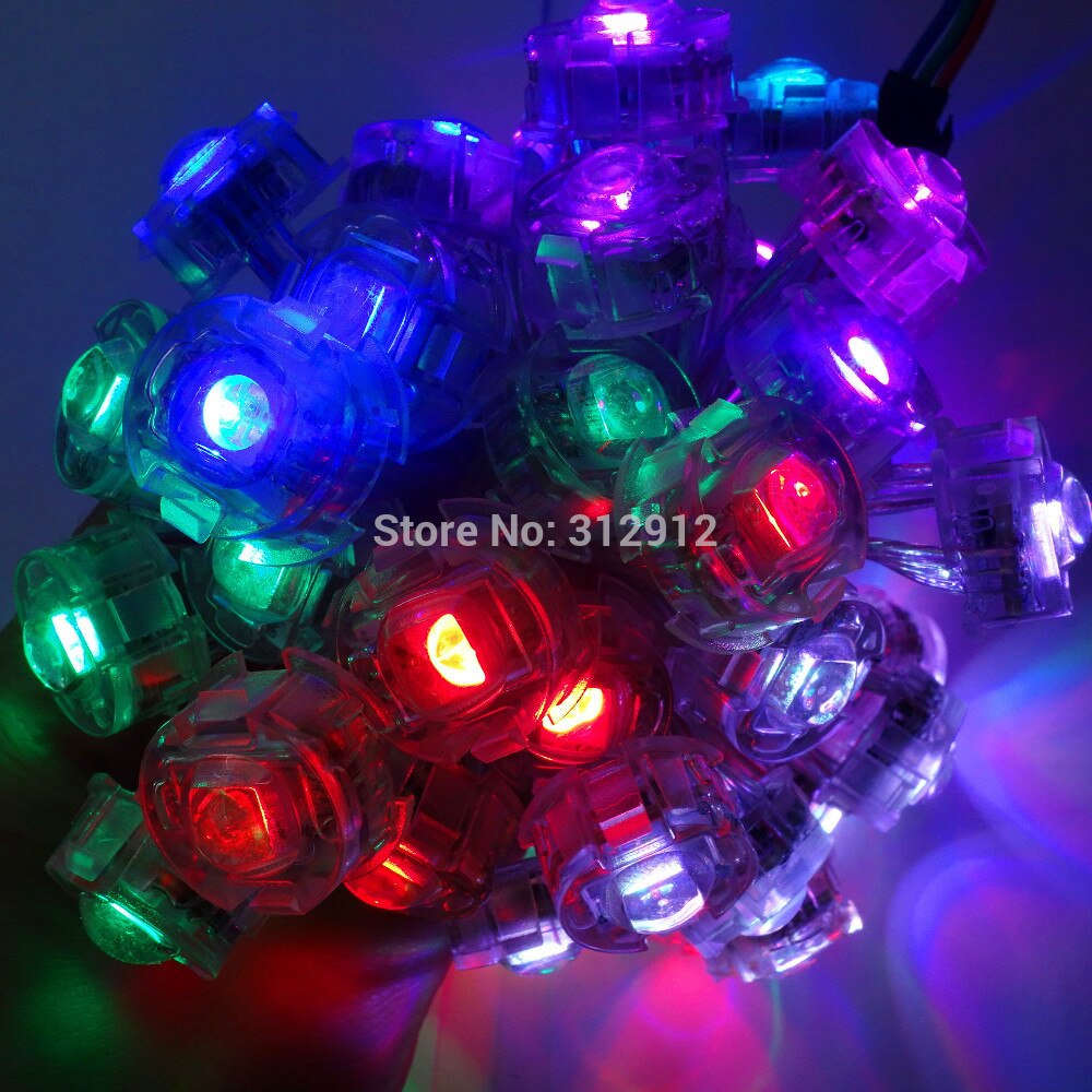 Dia-20mm 50 stks DC5V WS2811 5050 SMD pixel module; IP68 nominale; transparante draad; met len bedekt de led