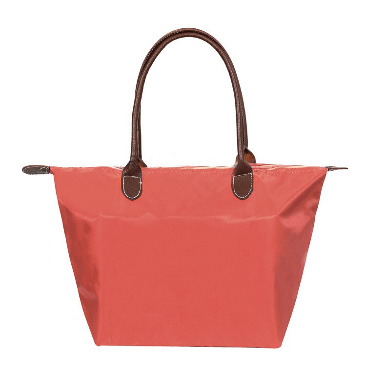 Women's Light Beach Tote Handbags Casual One Shoulder Messenger Solid Color Bag Large Capacity Dumpling With Zipper Shopping Bag: Watermelon Red