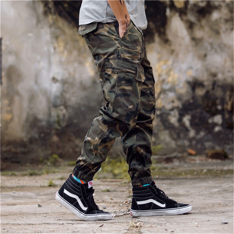 Hip hip streetwear mænds camouflage joggerbukser mænd kvinder bomuld cargo bukser elastisk talje harem bukser mænd  wj184