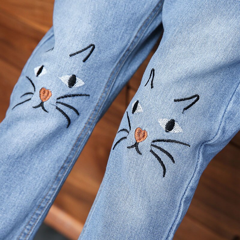 Mode Meisjes Jeans Baby Meisje Lente Cartoon Kleren Herfst Denim Broek Tieners Lange Broek Broek Kids 3 Te 14 Jaar