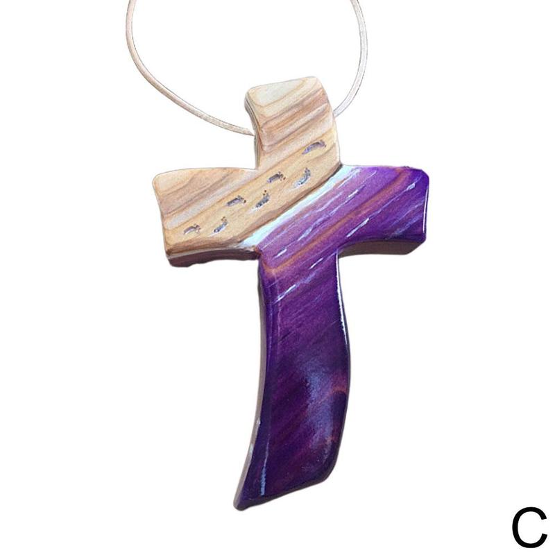 Handgemaakt Houten Kruis Hangend Ornament - Christelijke Woondecoratie - Lichtgewicht: C