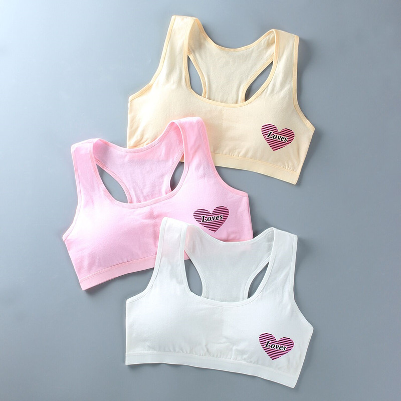 5pcs/Lot Cotton Young Girls Training Bra 8-18 Years Old Children Sports Wear Bras Teenage Undervest