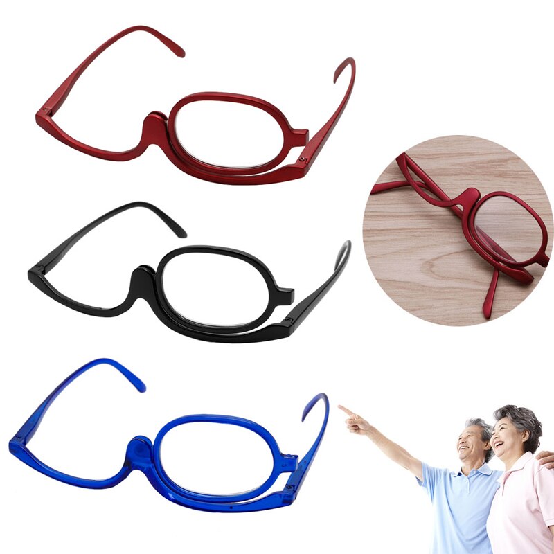 Förstoringsglas makeup läsglas hopfällbara glasögon kosmetiska allmän röd, blå, svart