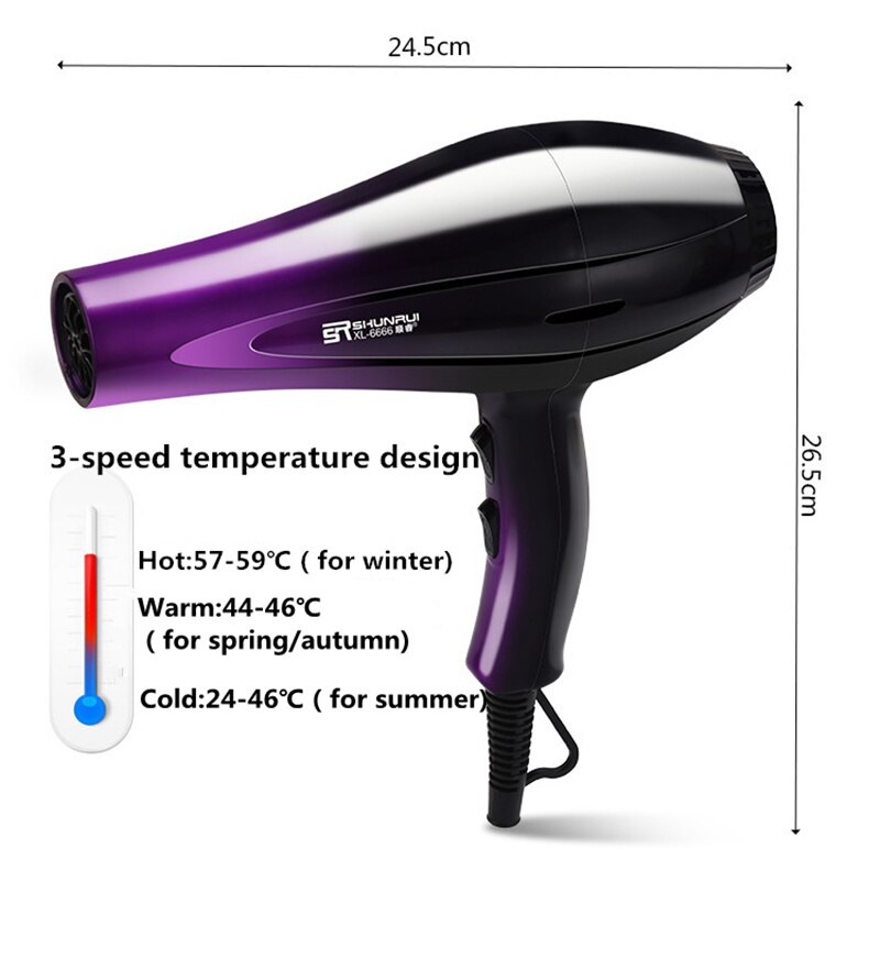 Hair Dryer Portable Powerful Electric Hair Dryer Traveller Compact /cold Air Salon Hair Dryer Blow Dryer 46D