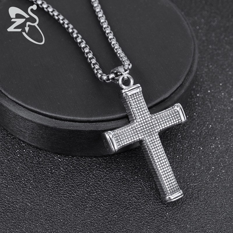 ZS – collier avec pendentif croix Punk pour hommes, en acier inoxydable, bijoux gothiques, Rock Roll, 316L
