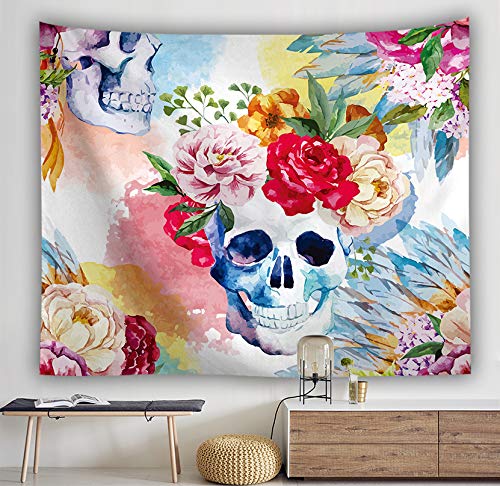 Cool Skull Bloemen Tapestry Dag Van De Dode Grappige Roze Floral Art