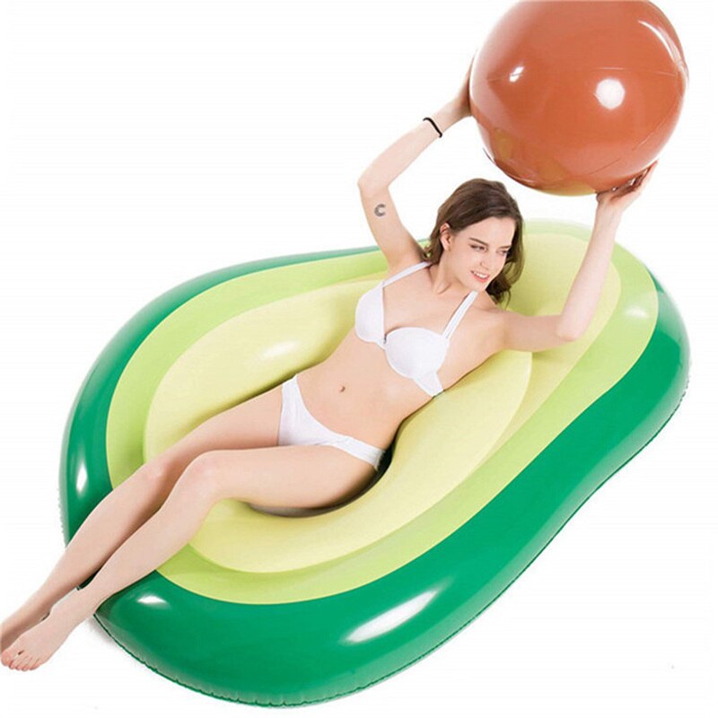 avocado swimming circle adult thickened floating drainage inflatable floating bed reclining chair children riding