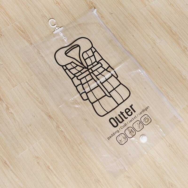 Bolsa colgante de compresión al vacío para el hogar, bolso de almacenamiento de ropa a prueba de humedad, con Tirador Lateral