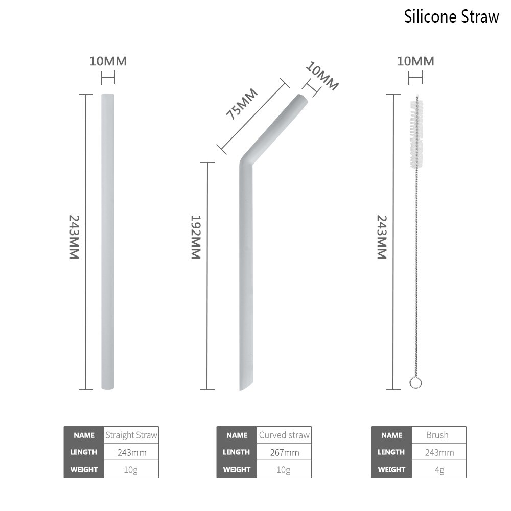 Reusable Drinking Straw 5 Pieces Silicone Straw Set Metal Colorful Straw With Cleaner Brush Bar Party Accessory