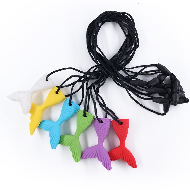 fish Shaped Baby Silicone Teether Pendant Teething Necklace Autism Sensory Chew