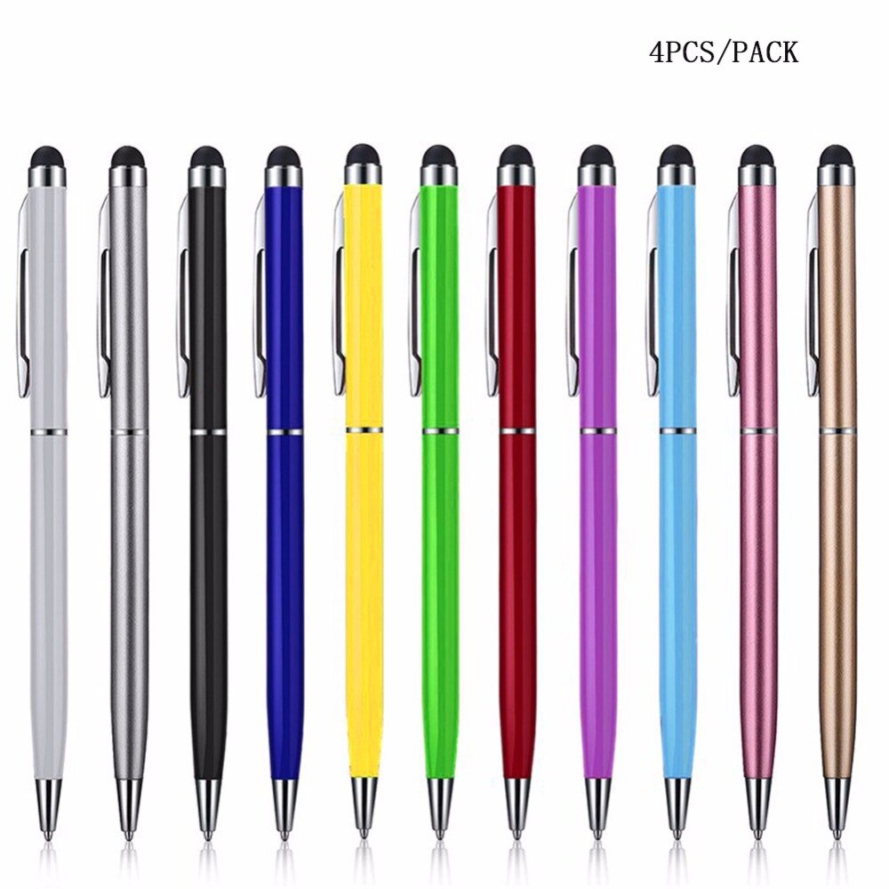 4 PCS/Pack Stylus Universal Touch Screen Pen 2 in 1 Ink Pen Capacitive Stylus for iPad,iPhone,Samsung