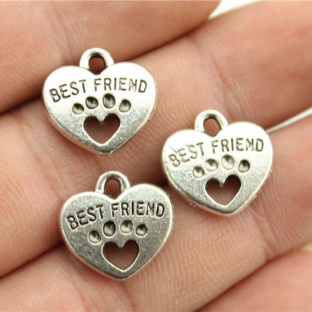 20pcs Charms Dog Paw Tibetan Bronze Silver Color Pendants Antique Jewelry Making DIY Handmade Craft: Red
