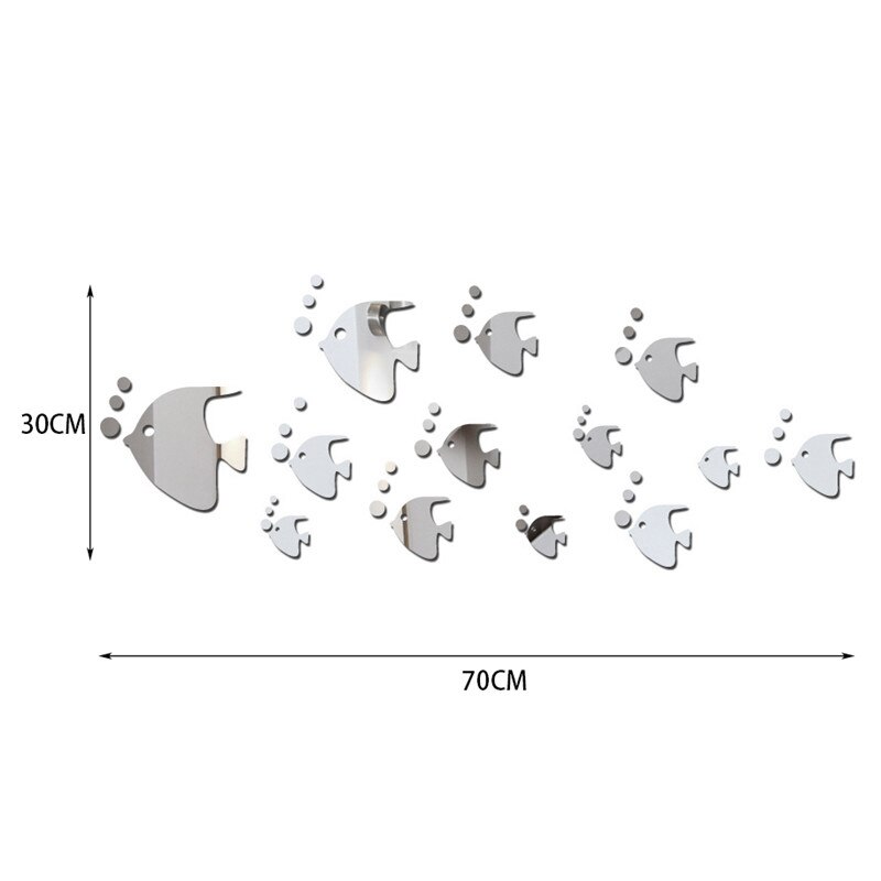 13Pcs DIY Tropical Fish 3D Mirror Wall Sticker Removable Acrylic Wall Decals Home Decor JS22