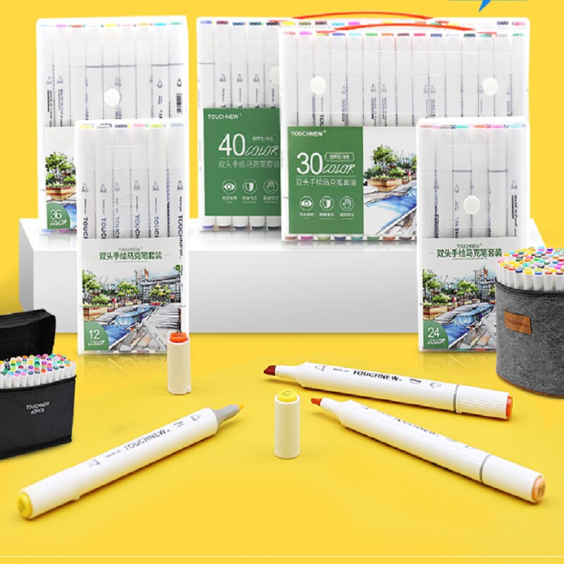 Touchnew Upgrade Dual Tip Marker Pennen Schetsen Markers Viltstiften Voor Briefpapier Tekening Kleuren Boeken Manga Kalligrafie
