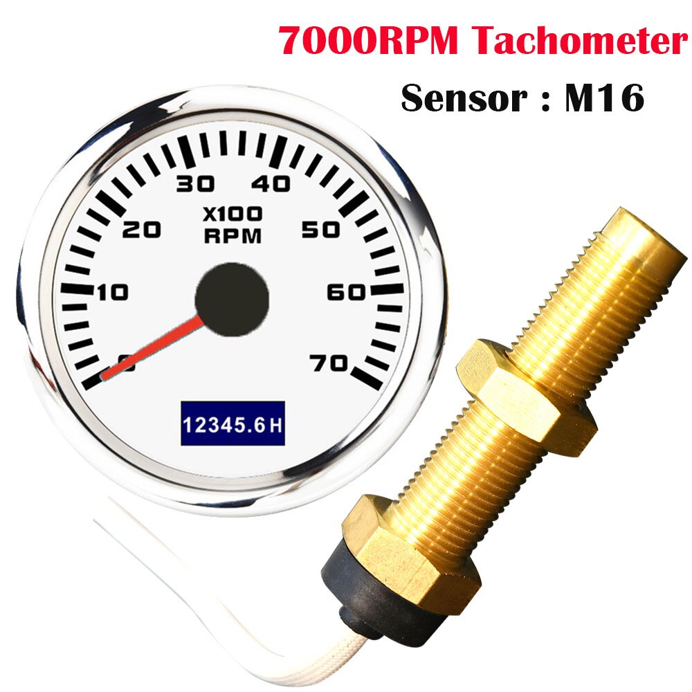 52mm Car Tachometer Waterproof LCD Display Tach Hour Counter Meter For Diesel Motor Engine Marine Boat3000 4000 6000 8000RPM: 7000RPM WS M16