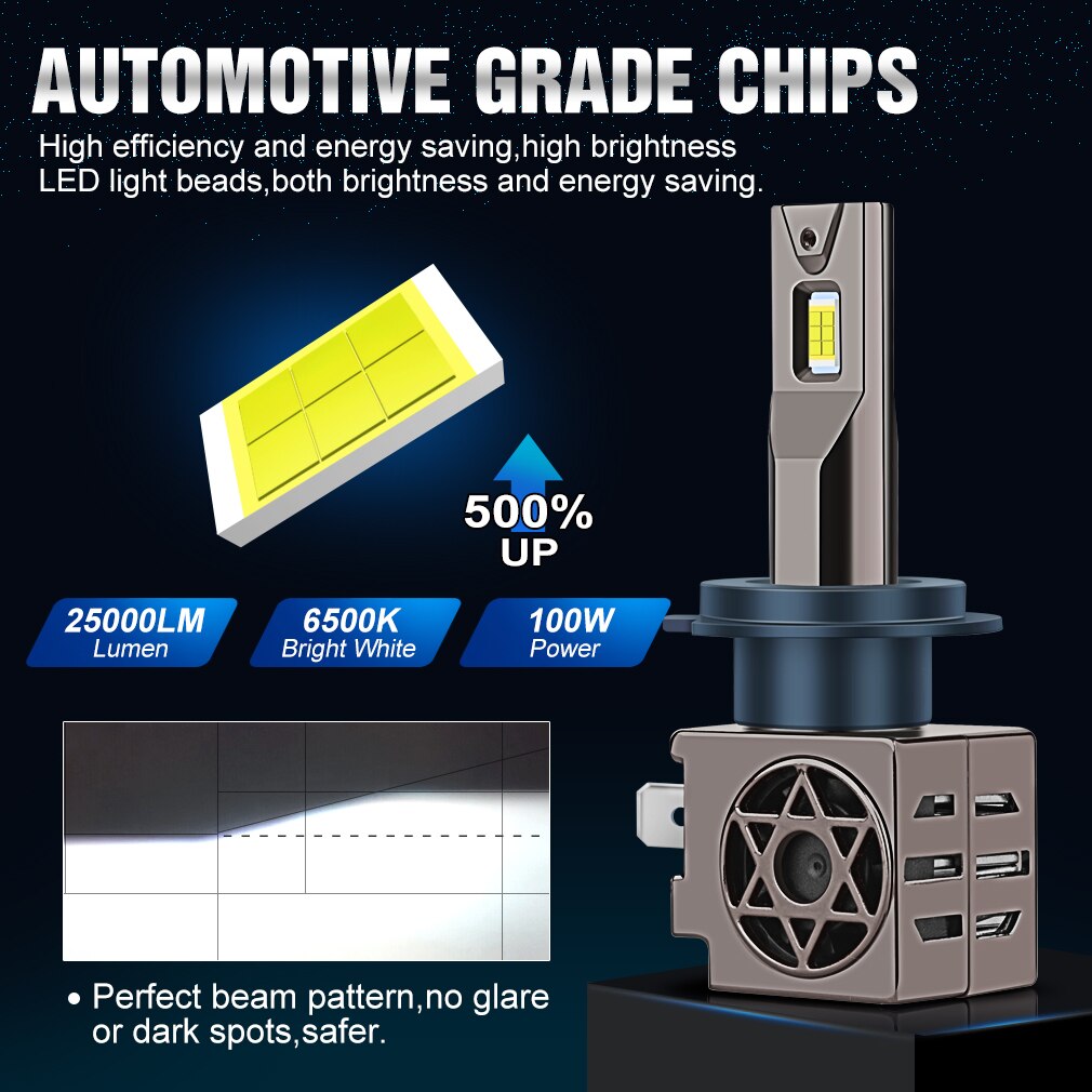 XSTORM-bombillas LED para faros delanteros de coche, lámpara Turbo Canbus de 9005 W, 25000LM, 12V, 9006 K, H7, H1, H8, H9, H11, H16, 9012, HB3, 100, HB4, 6500, HIR2