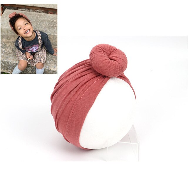 Söta småbarn barn bebis pannband flicka pannband bomull knut rosett turban pannband stretchigt flicka hårtillbehör pojke huvudbonader: B smutsrosa