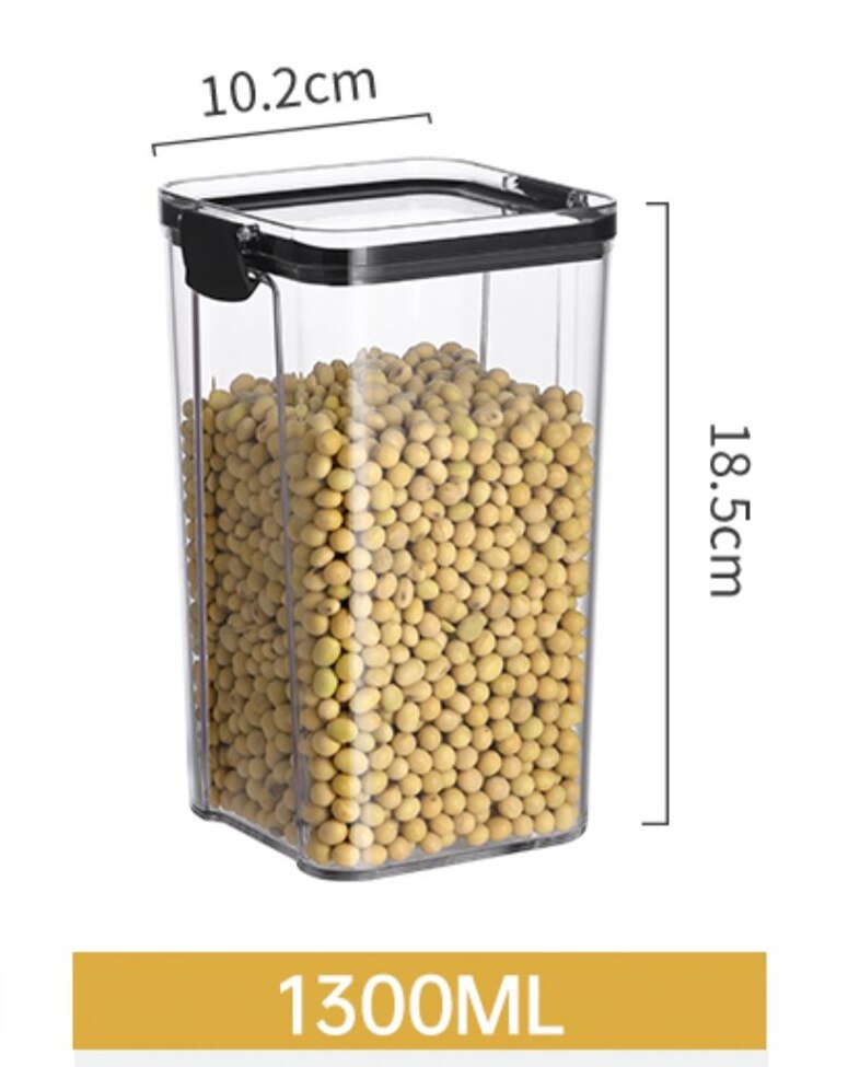 Airtight Food Storage Container Plastic Kitchen Refrigerator noodle Breadbasket Sugar Flour Baking Supplies Pantry organizer: 1300ml