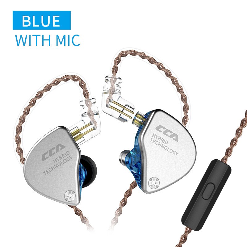 CCA CA4 IN Ear auricolari IN metallo tecnologia ibrida Hifi Bass auricolari cuffie con cancellazione del rumore KZ ZAX ZSX microfono gamer cablato: CA4 Blue Mic