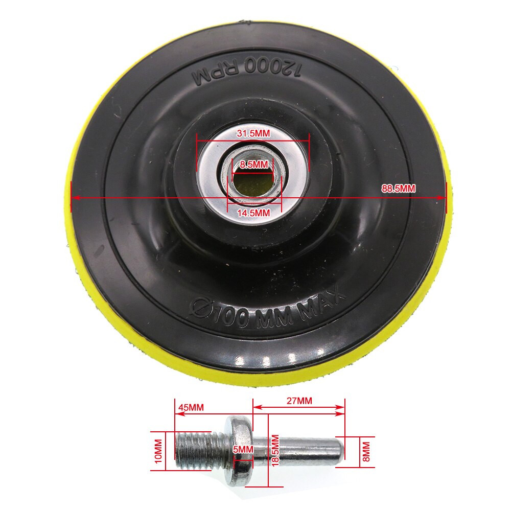 4 Inch Rotary Backing Pad with M10 Thread Polishing Pad Hook and Loop Car Polishing Waxing Pad