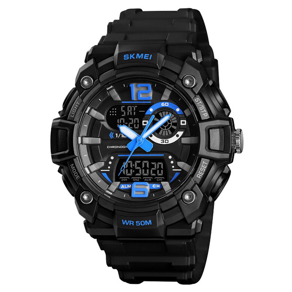 SKMEI 1529 Men Watch Outdoor Sports Dual Display Luminous Function Electronic Watch: Blue