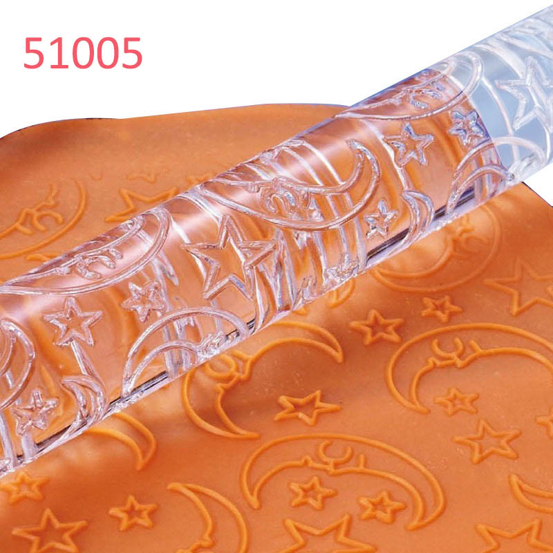 1 pieza de utensilio de cocina para Fondant, rodillo para repostería, patrón con relieve, herramientas antiadherentes, acrílico transparente