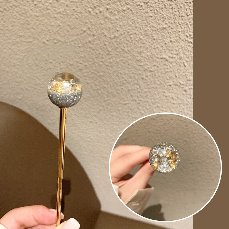 Horquilla de pelo de estilo japonés para mujer, horquillas de Metal hechas a mano de aluminio dorado con cielo estrellado, accesorios para el cabello,: 9