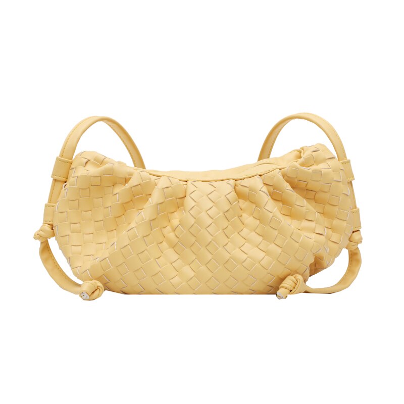 Mini bolso cruzado clásico de cuero tejido pequeño bolso de hombro de Color sólido bolsos de mano mujeres de nube bolsa mujer mensajero: Small Yellow