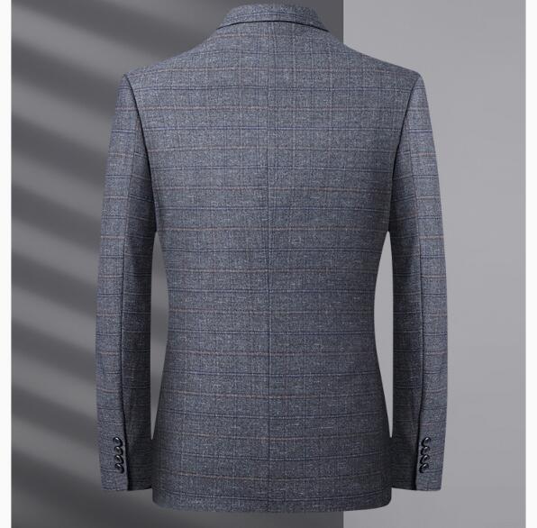 Men's Autumn Winter Blazer Jacket Blazer Grid Suit Jacket Slim Fit Blazers Coat Business Casual Overcoat