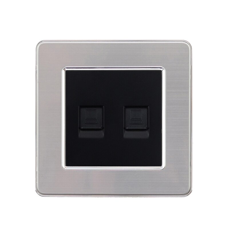 Atlectric ordinateur Port TV prise coaxiale Rj45 Ethernet prise murale Double Rj45 Port prise panneau en acier inoxydable douille,prise maison: Double Rj45