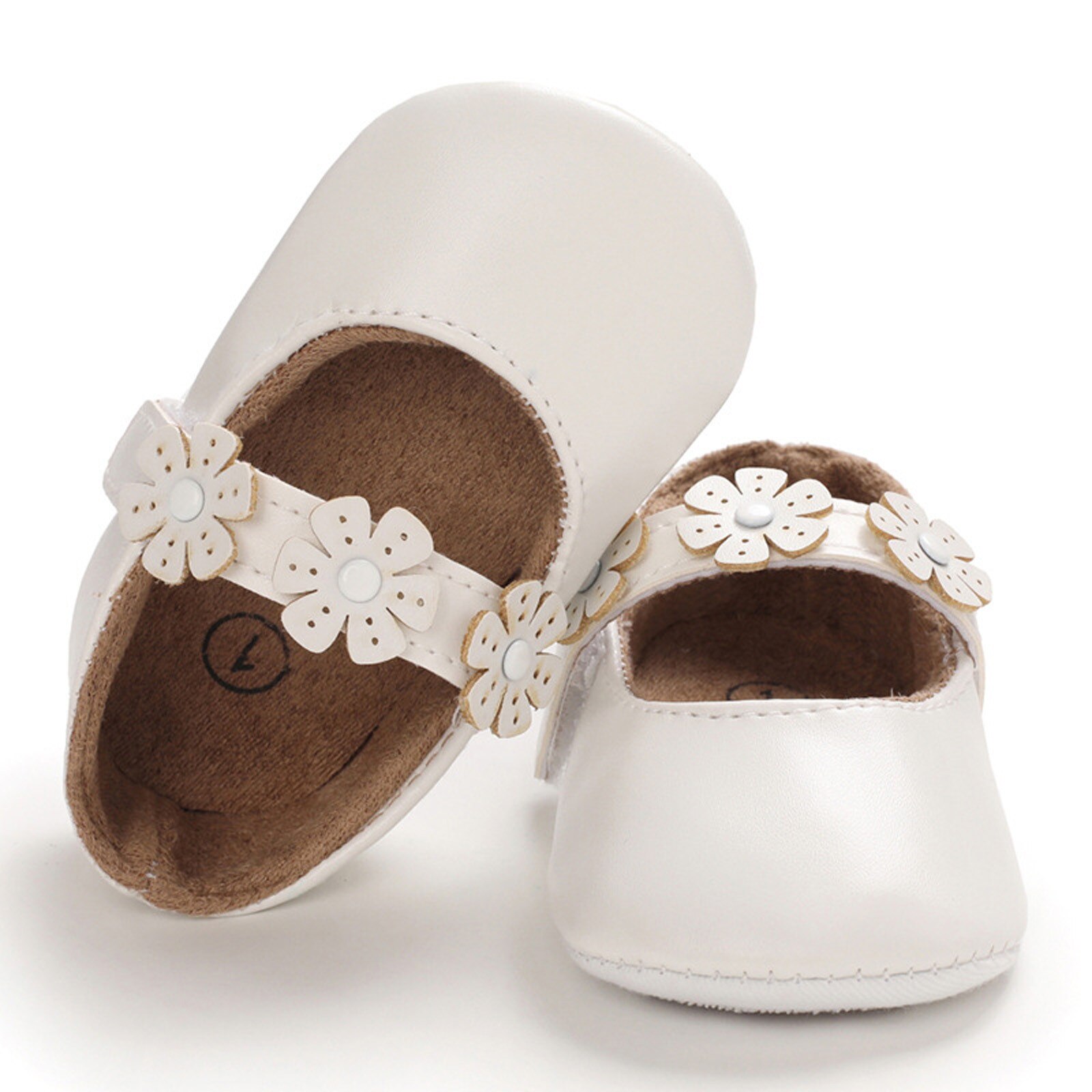Newborn Baby Simple Toddler Shoes Floral Leather Girl Princess Shoes Home Outdoor Soft-soled Baby Shoes#p30