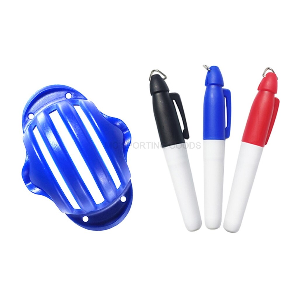 Golf Ball Triple Track 3 Line Alignment Marker Stencil Plastic Golf Ball Line Drawing Tool Golf Putting: Blue with 3 pens