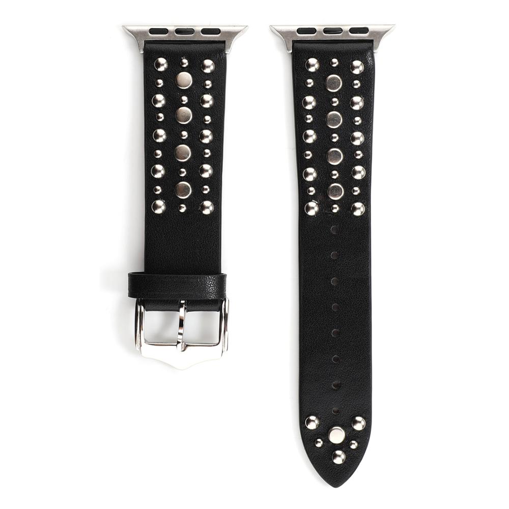 Nagler bånd for apple watch serie 6/5/4/3 se sport loop stropp correa iwatch 38mm 40mm armbånd apple watch 44/42mm skinnbelte: Svart sølvnagle / 38mm 40mm