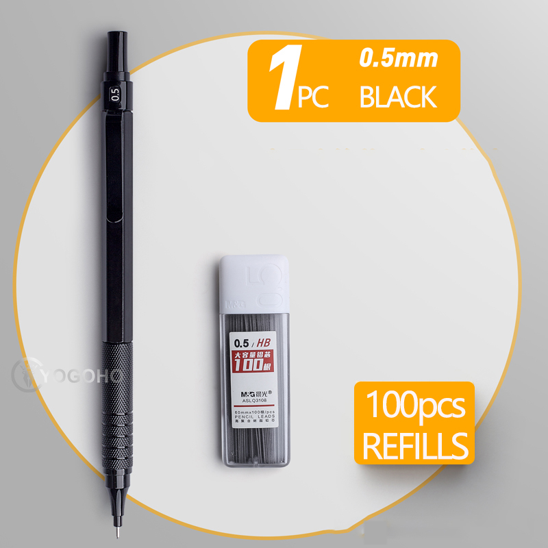 M &amp; G 0.5mm/0.7mm crayon mécanique couleur Morandi fournitures scolaires japonaises crayons mécaniques japonais: Black with refills