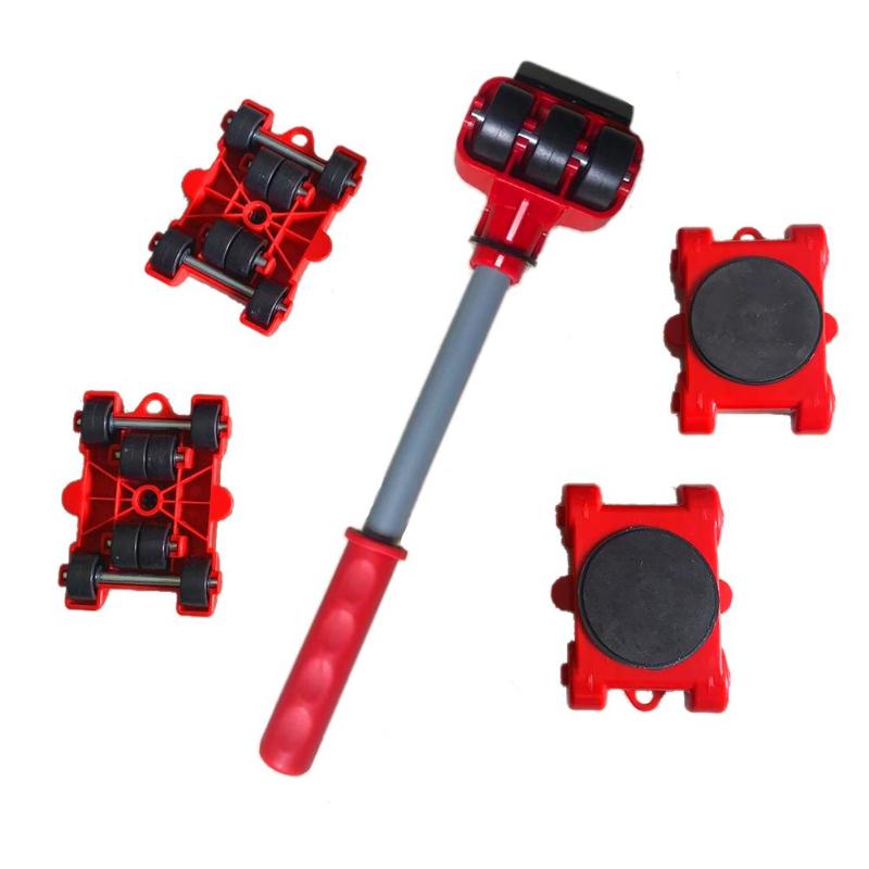 5pcs Home Trolley Lift Excellent Metal Manufacturing Technology Move Slide Mover Transport Set for Heavy Furniture Moving: D